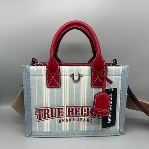 True Religion Red and Gray Women's Satchel